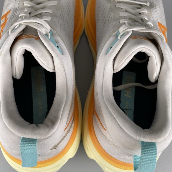 Hoka One One Bondi 8 Men’s 10.5 D Blanc De Blanc Solar Running Sneakers Shoe GUC - Picture 8 of 9